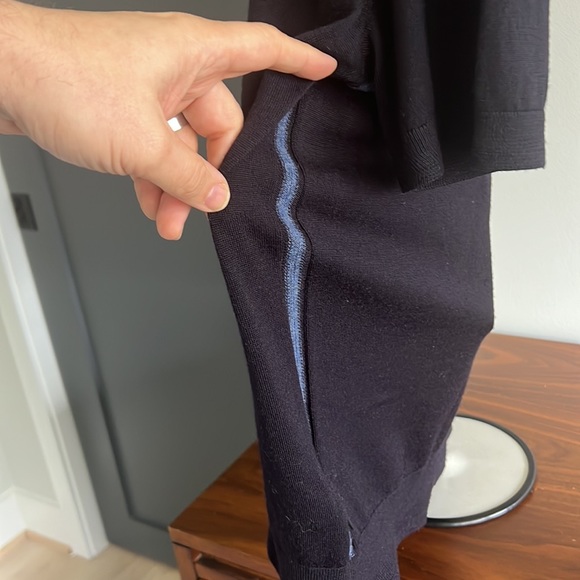 Ted Baker Navy Polo with side seam pinstripe in lighter blue - Picture 4 of 4